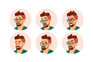 Hipster Man Avatar Vector. Creative