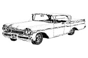 Classic American Vintage Car Drawing, an Illustration by Doggy Days (Thumbnail 5 of 9)