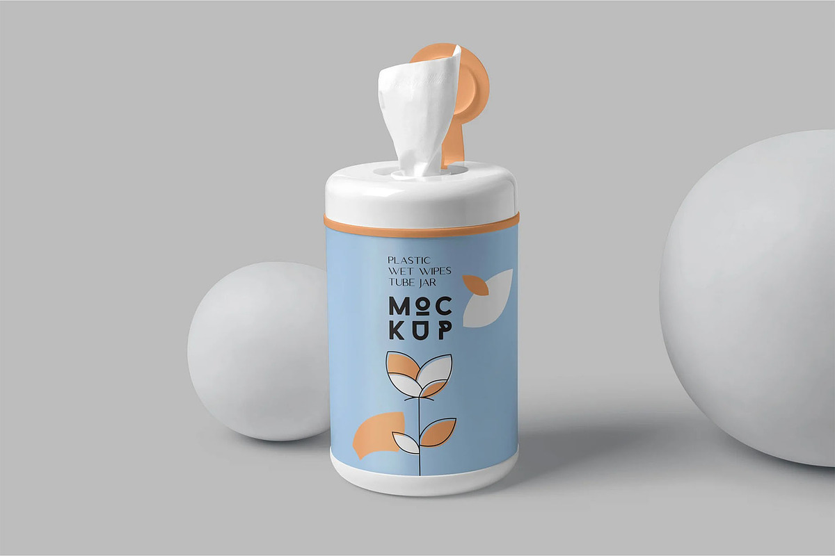 Wet Wipes Jar Mockups, a Packaging Mockup by megostudi0 (Photo 4 of 7)