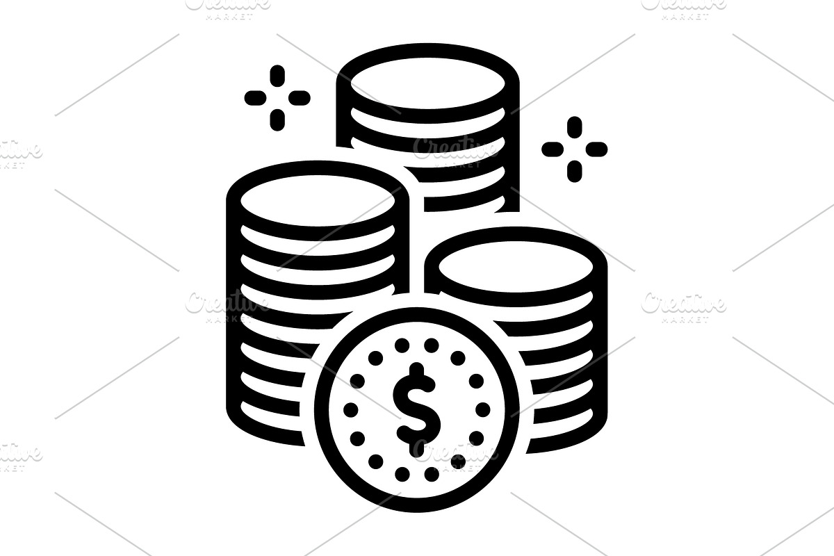 Coin specie black icon, an Outline Icon by Creative priyanka