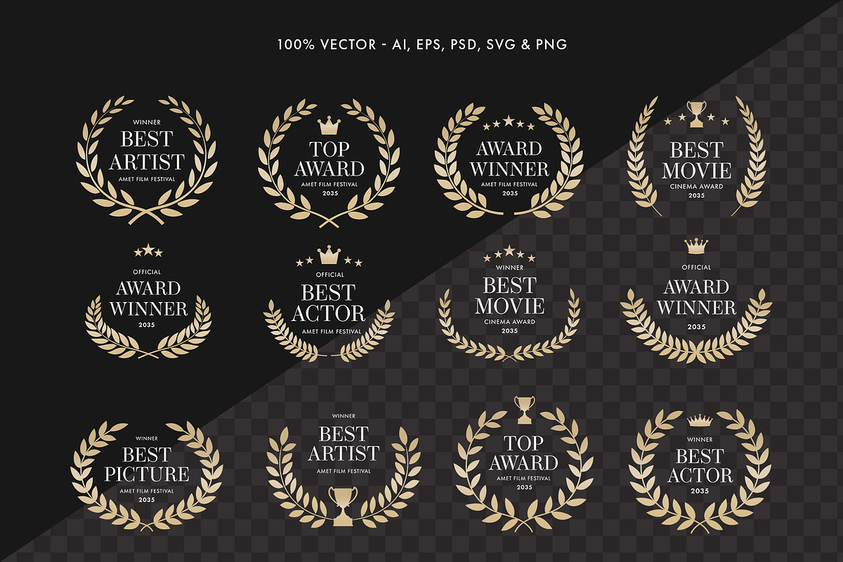 Award Crest & Laurel Wreath Vector, an Object Graphic by DesignerCandies (Photo 2 of 6)