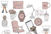 Planner Girl Clipart, a Work Illustration by GlamArtZhanna (Thumbnail 2 of 3)