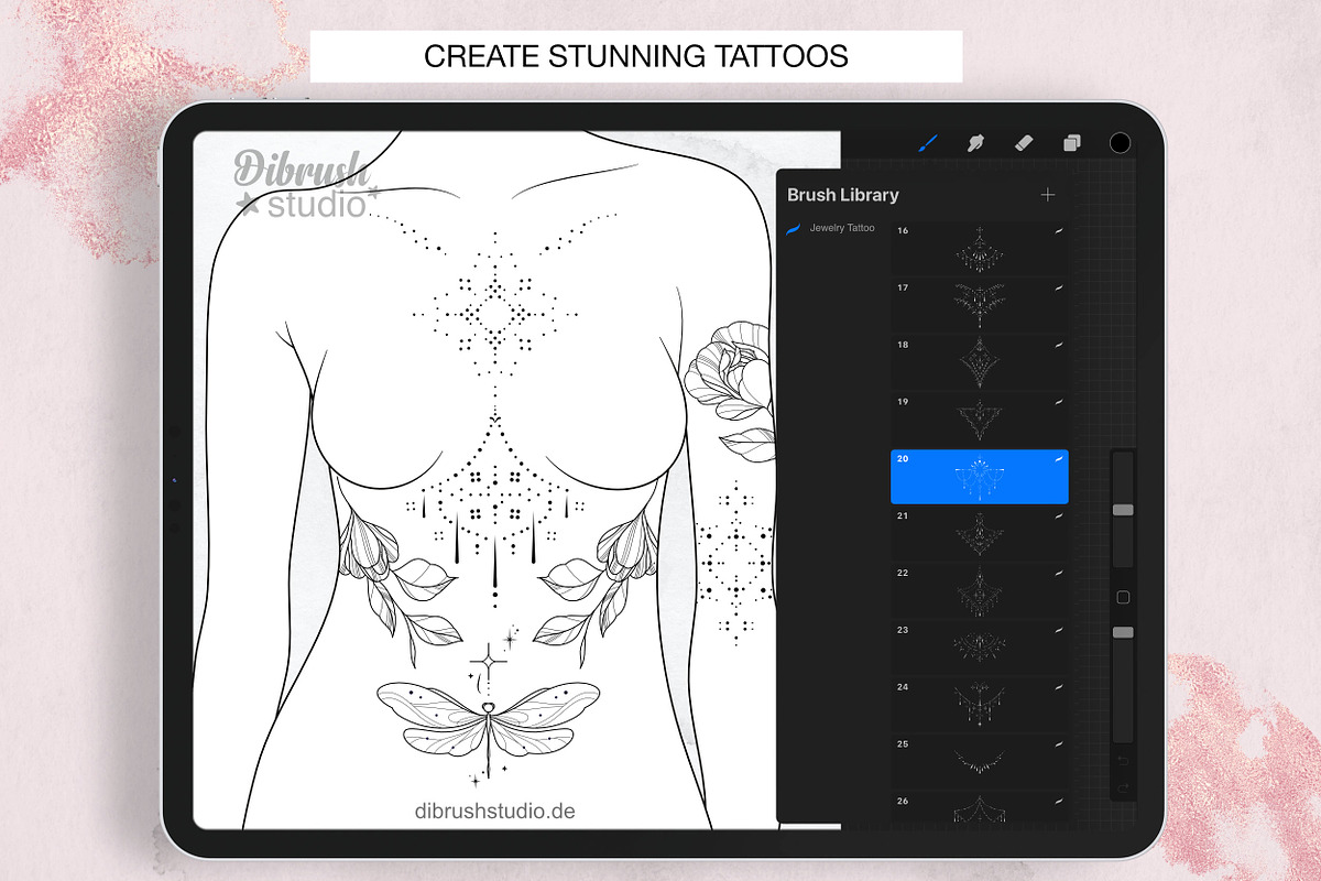 Procreate Ornament Tattoo Stamps, a Brush Add-On by DiBrush Studio (Photo 5 of 9)