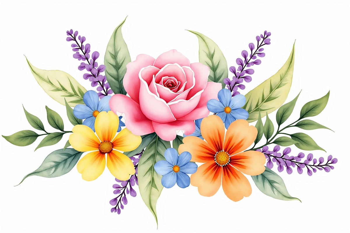 Pastel Floral Watercolor Art, an Illustration by jahid234 (Photo 3 of 11)