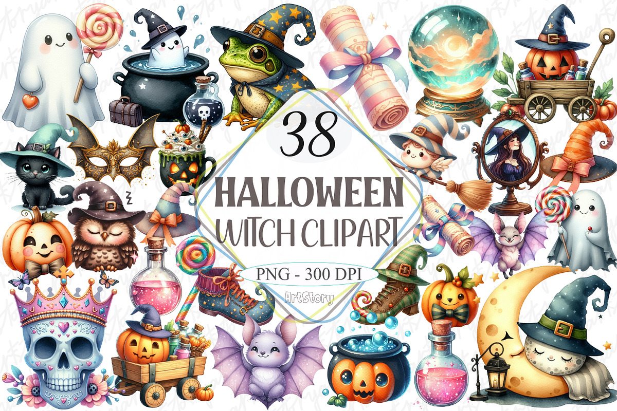 Cute Halloween Witch Clipart Png Bun, a Graphic by designcity5 (Photo 1 of 5)