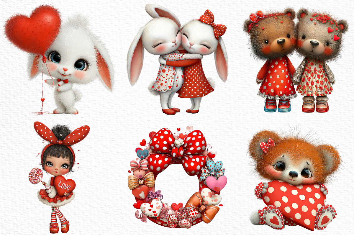 Kawaii Valentine Clipart Bundle, an Illustration by Craft Nest (Photo 3 of 10)