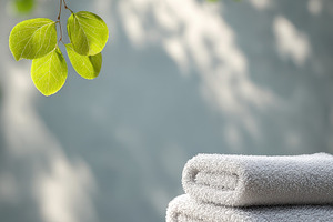 Spa serenity soft towels smooth ston, a Photo by Pixeness Studio