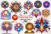 Colorful Fireworks Festival New Year, an Illustration by RobertsArt (Thumbnail 1 of 5)
