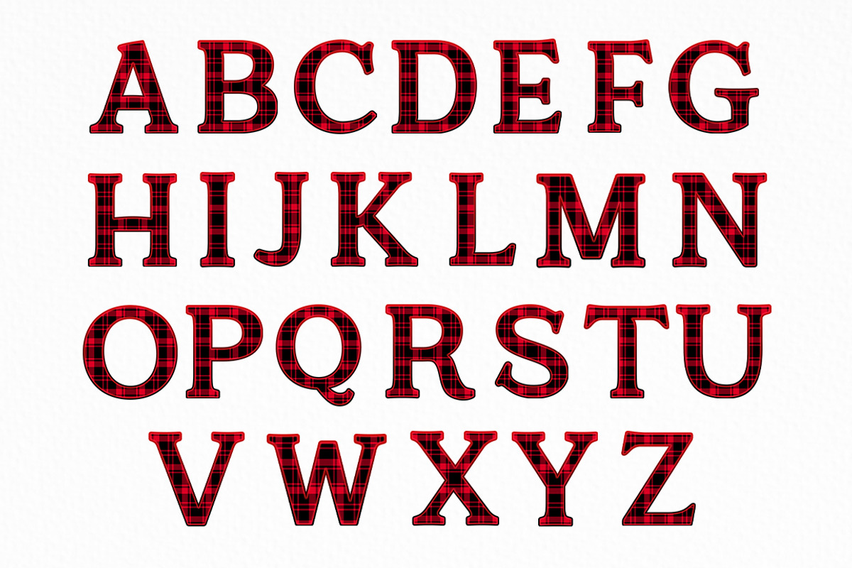 Christmas Plaid Alphabet Clipart, a Decorative Illustration by SvetaArtStore (Photo 3 of 10)