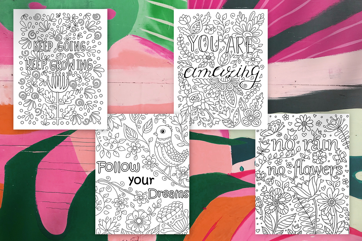 Coloring Pages Inspirational quotes, an Illustration by ChristinaDesigns (Photo 4 of 7)