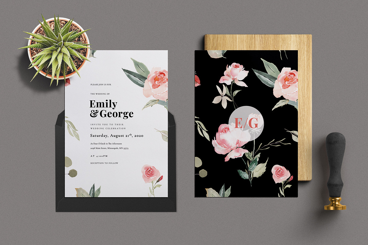 Watercolour Floral Wedding Suite, an Invitation Template by Azka Creative (Photo 7 of 9)