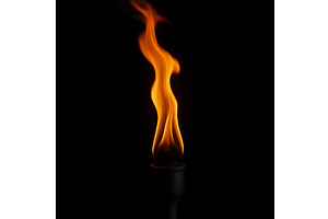 Burning torch flame on black, an Illustration by AlexArt