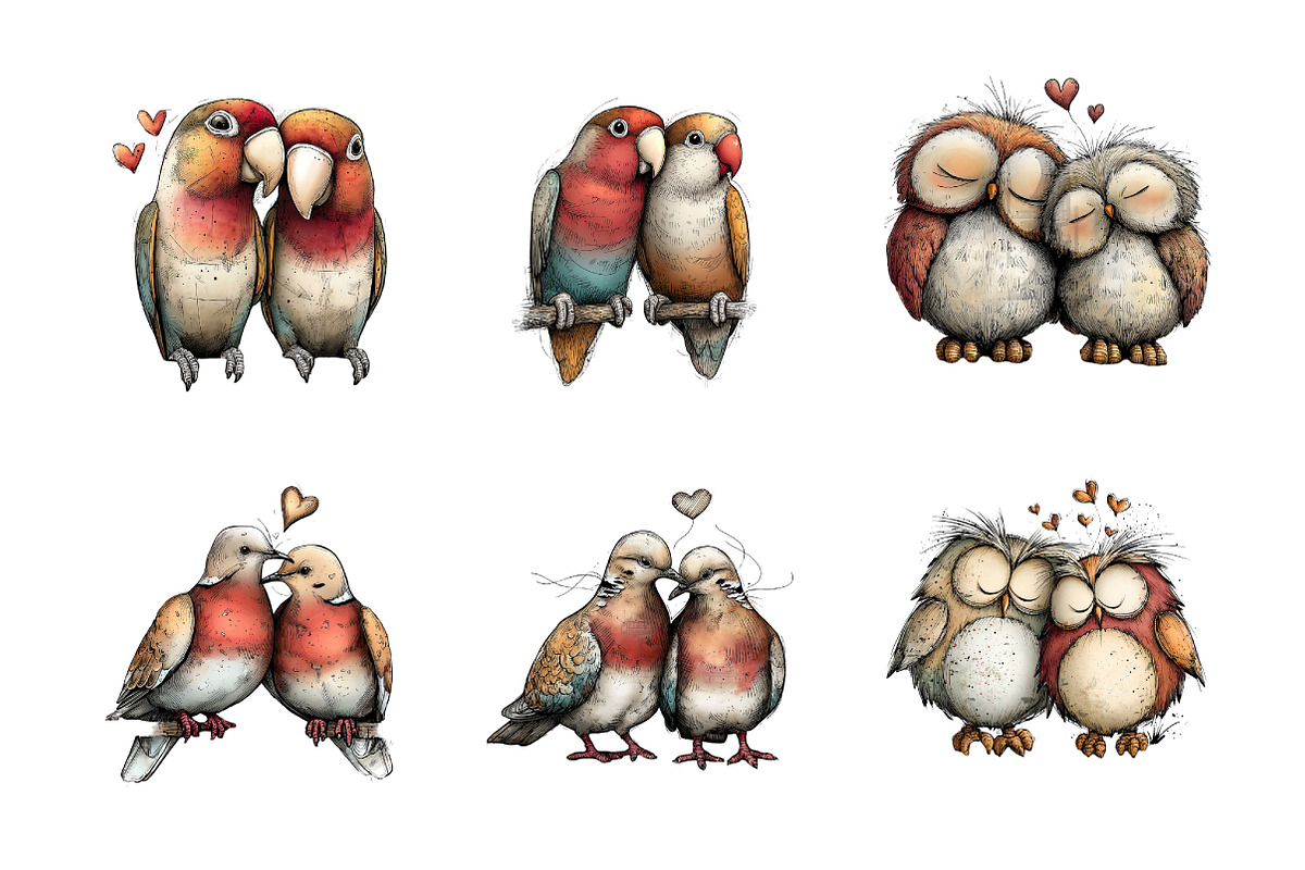 Valentines Birds Clipart PNG, an Illustration by SinaCreation (Photo 3 of 11)