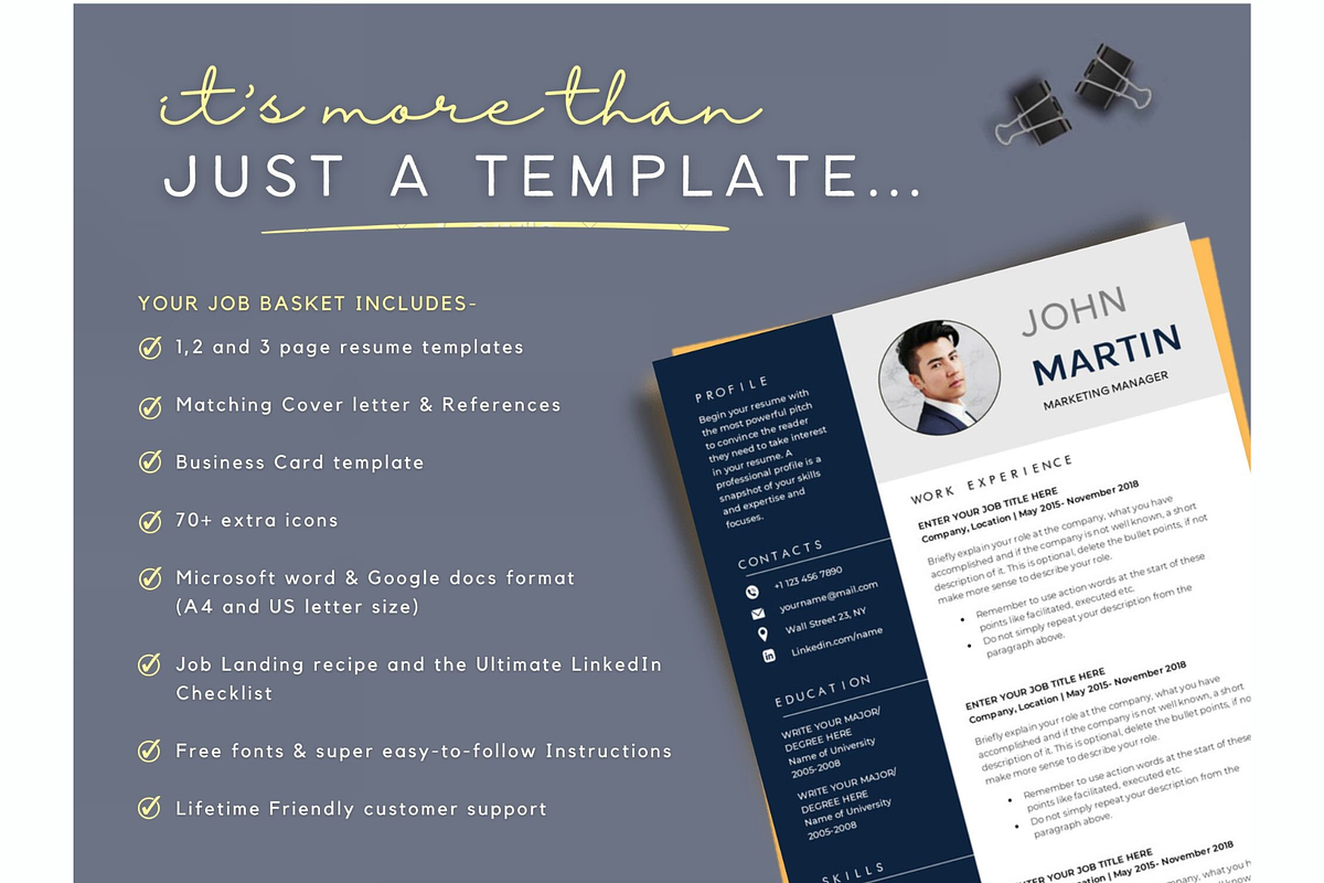 Word resume & cover letter template, a Resume Template by Climbwithelevator (Photo 6 of 11)