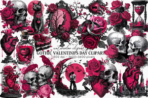 Gothic Valentine's Day Clipart, an Illustration by Canvas Craft