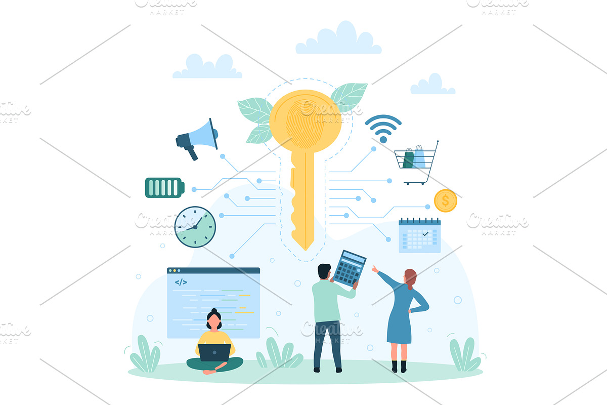 Cyber security and biometric, a Technology Illustration by Flashvector