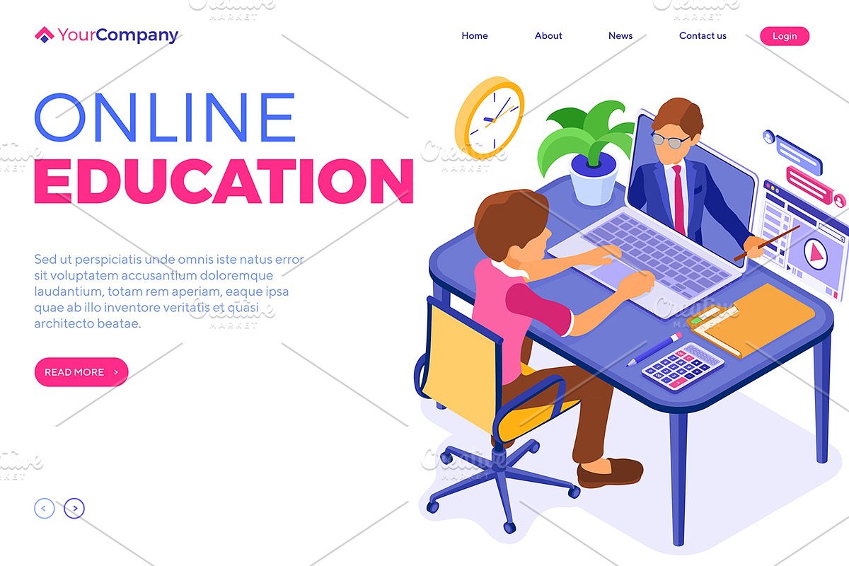 Online distance education from home, an Education Illustration by TAlex (Photo 3 of 6)
