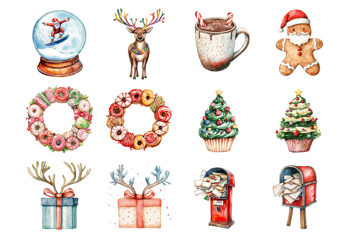 Funny Quirky Watercolor Christmas, an Illustration by Design Market (Photo 3 of 4)