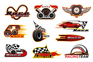 Sport racing, motor races icons, an Illustration by Vector Tradition