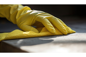 surface yellow glove cleaning ai, a Nature Photo by pikepicture