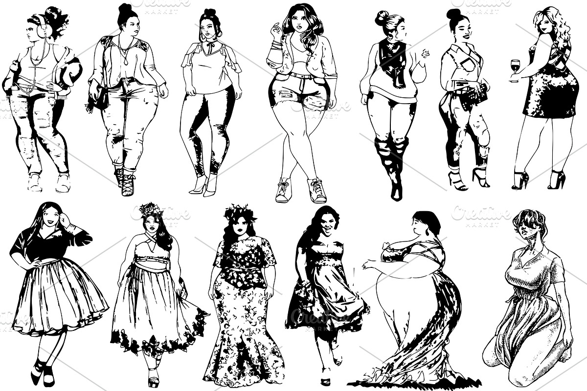 50 fashion body positive girls, a Decorative Illustration by AnastasiyaOleynik (Photo 3 of 6)