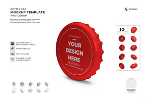 Bottle Cap Mockup Template Set, a Household Mockup by DesignRushMarket