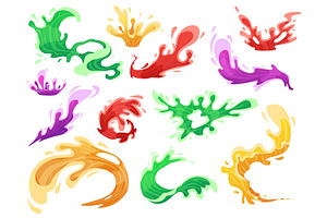 Cartoon juicy splashes. Juice splash, an Illustration by LadadikArt