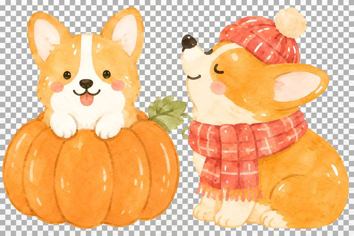 Autumn Corgi Clipart Fall Animal PNG, an Animal Illustration by SugarCloudStudioArt (Photo 6 of 6)