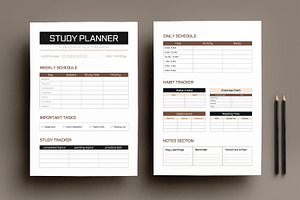 Printable Study Planner Journal, a Stationery Template by MightyDesign