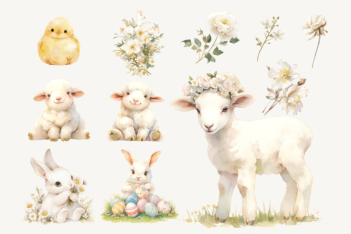 Watercolor Cute Easter Clipart, a Seasonal Illustration by Primrose Blume (Photo 4 of 5)