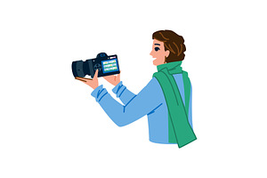 Photographer reviewing photos on, a Technology Illustration by pikepicture