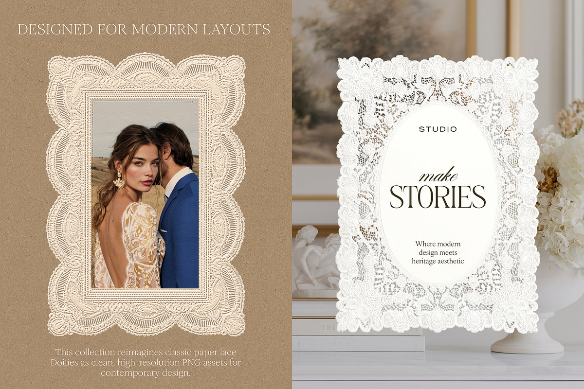 Doily Lace and Paper Vintage Frames, an Object Graphic by Make Stories Studio (Photo 3 of 7)