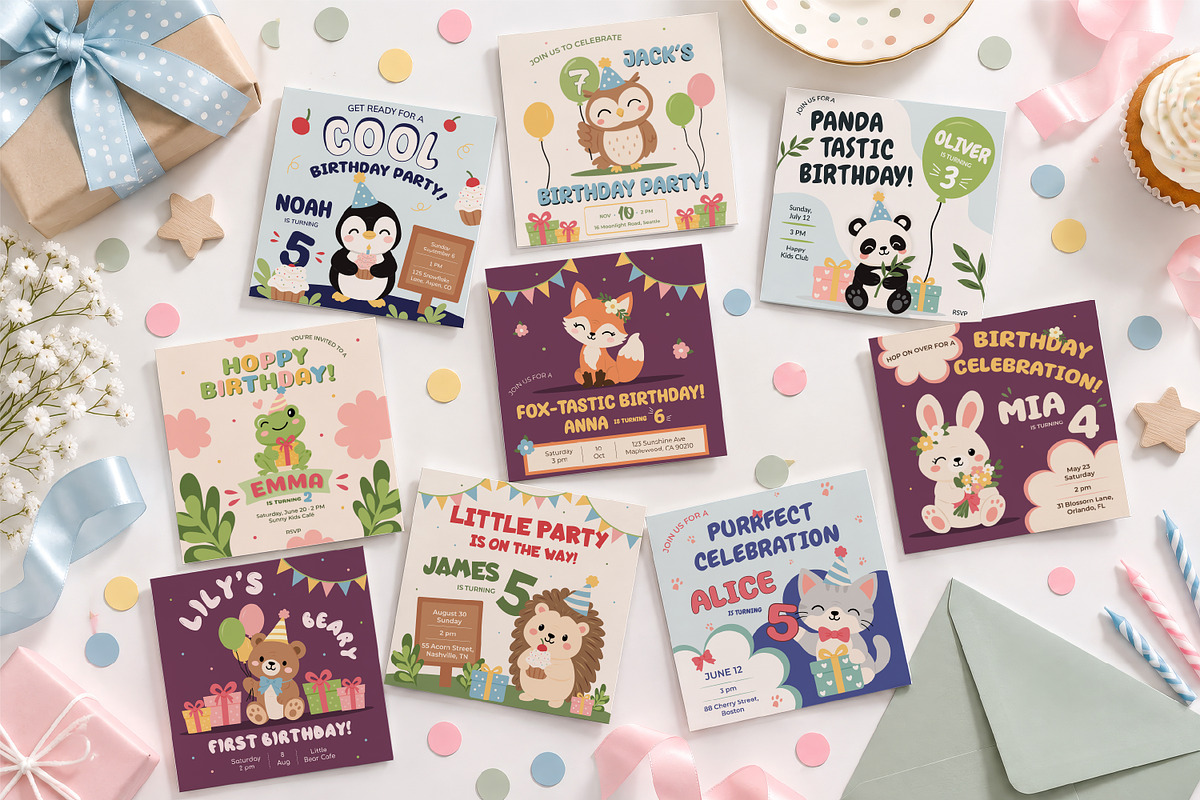 Animal Birthday Invitation Templates, an Invitation Template by AnnMsl Lab (Photo 4 of 5)