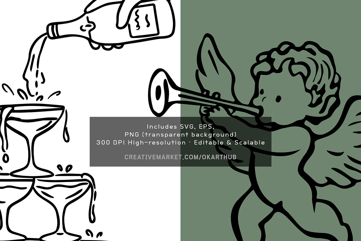 Wedding Line Art SVG Bundle Clipart, a Decorative Illustration by OKArtHub (Photo 8 of 8)