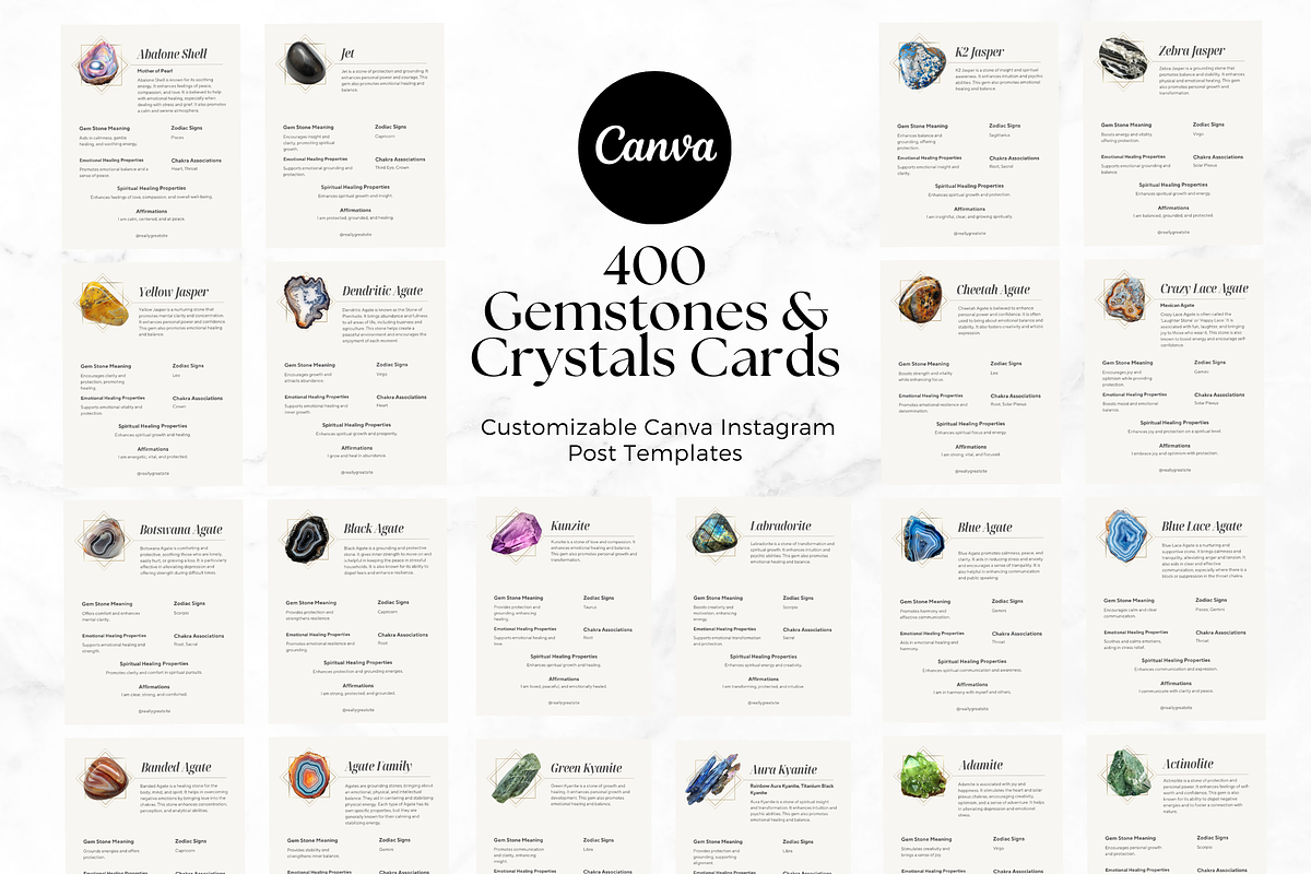 Gems and CRYSTALS Information Canva, a Social Media Template by The Blog Creative (Photo 2 of 9)