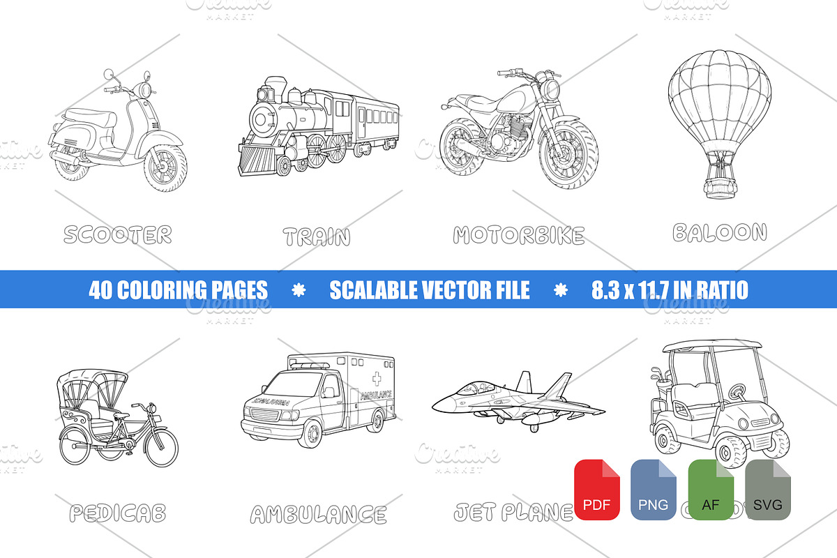 Vehicle Transportation Coloring Page, a Transportation Illustration by Ted-sign (Photo 1 of 3)