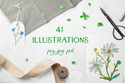 Crayon Wildflowers & Grasses Clipart, a Healthcare Illustration by Lucyinyourheart (Thumbnail 1 of 5)