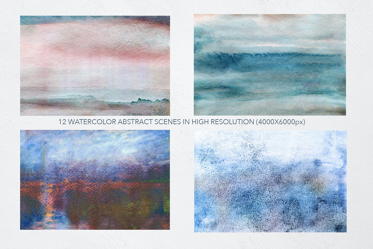 Blue Monet watercolor textures, a Texture Graphic by FleurArt (Photo 4 of 8)