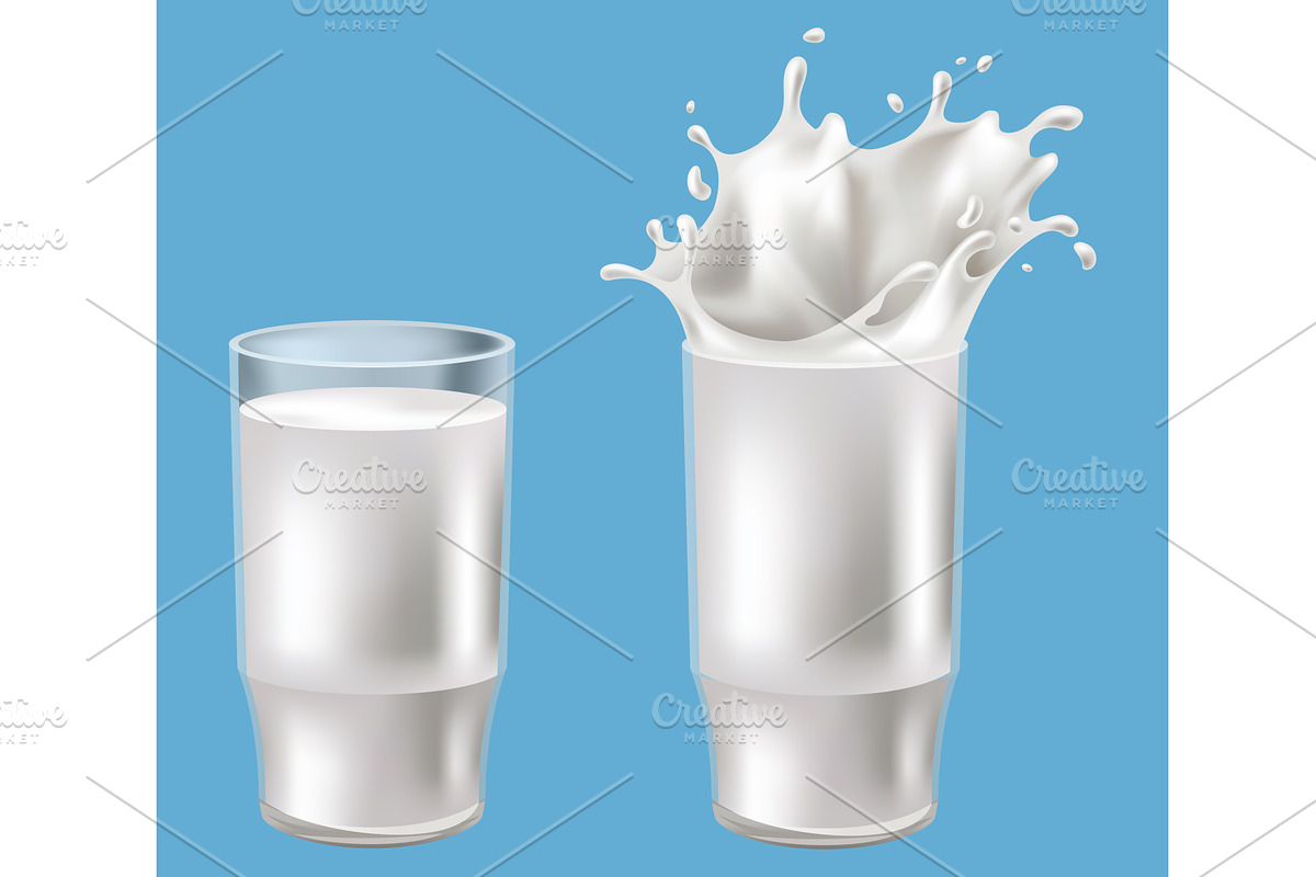 Realistic milk splash in a glass, a Food Illustration by the8monkey