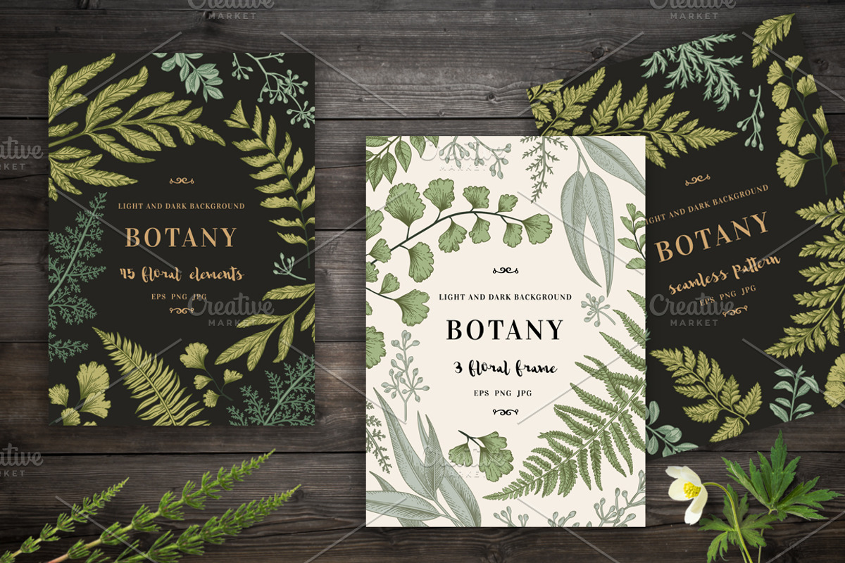 Botanical cards. Set with leaves., a Graphic by Lisla (Photo 1 of 4)