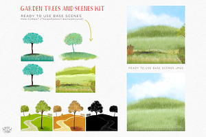 Garden Trees Scenes Procreate Kit