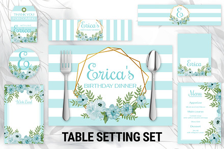 Floral Stripes Table Setting Set