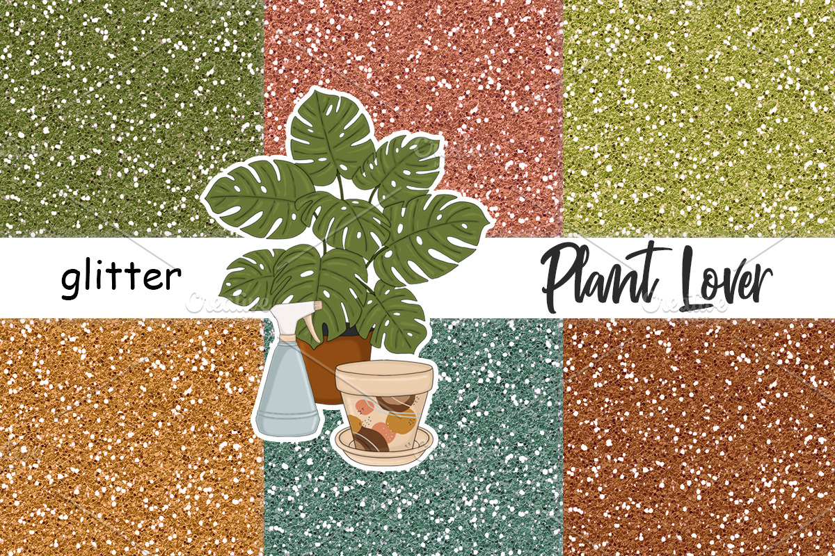 Plant Lover Glitter, a Pattern Graphic by GlamArtZhanna