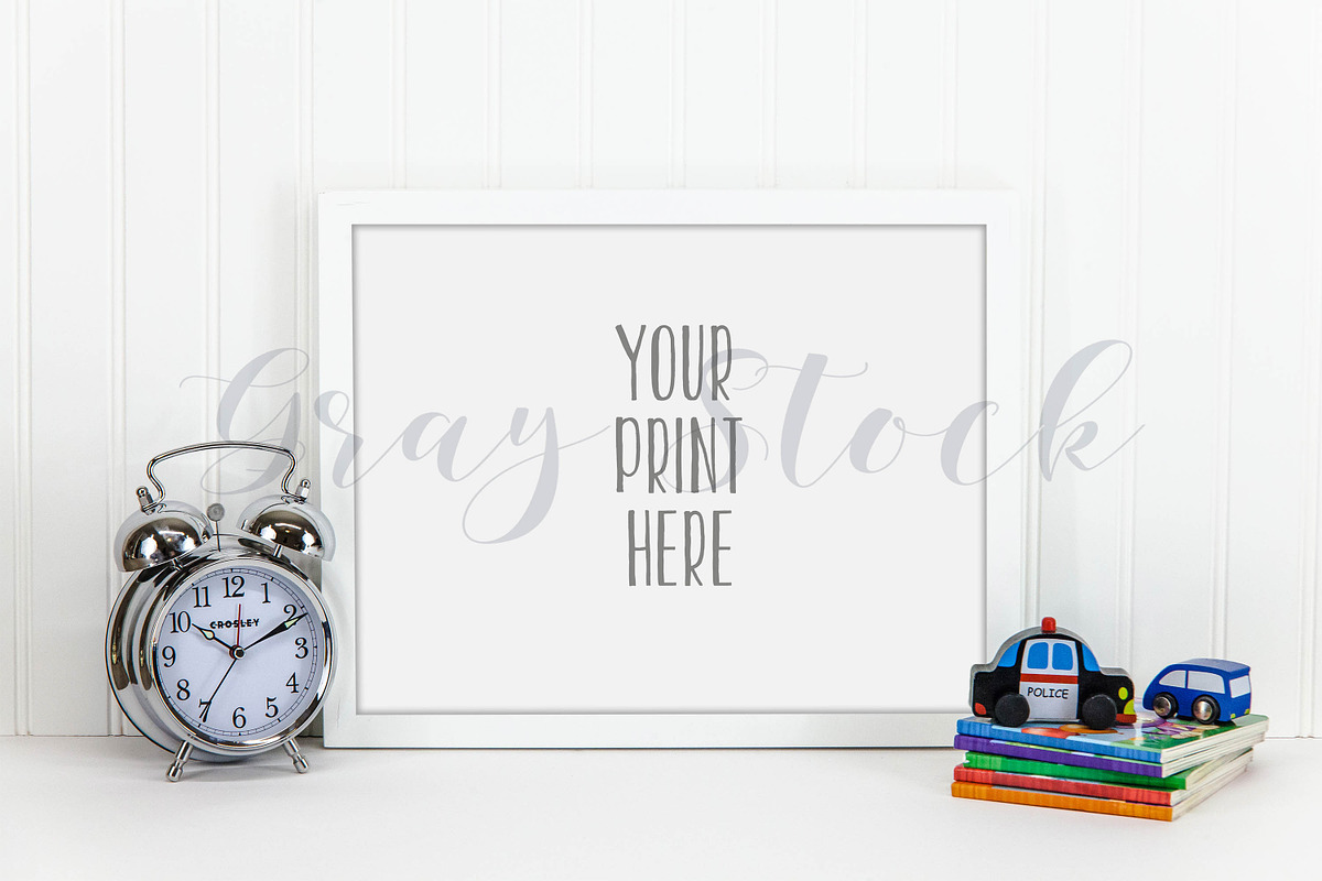 Children's White Frame Mock Up, a Print Template by Gray Stock