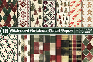 Distressed Christmas Digital Paper