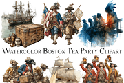 Watercolor Boston Tea Party Clipart, an Object Graphic by ArtisticTimberStudio (Thumbnail 2 of 2)