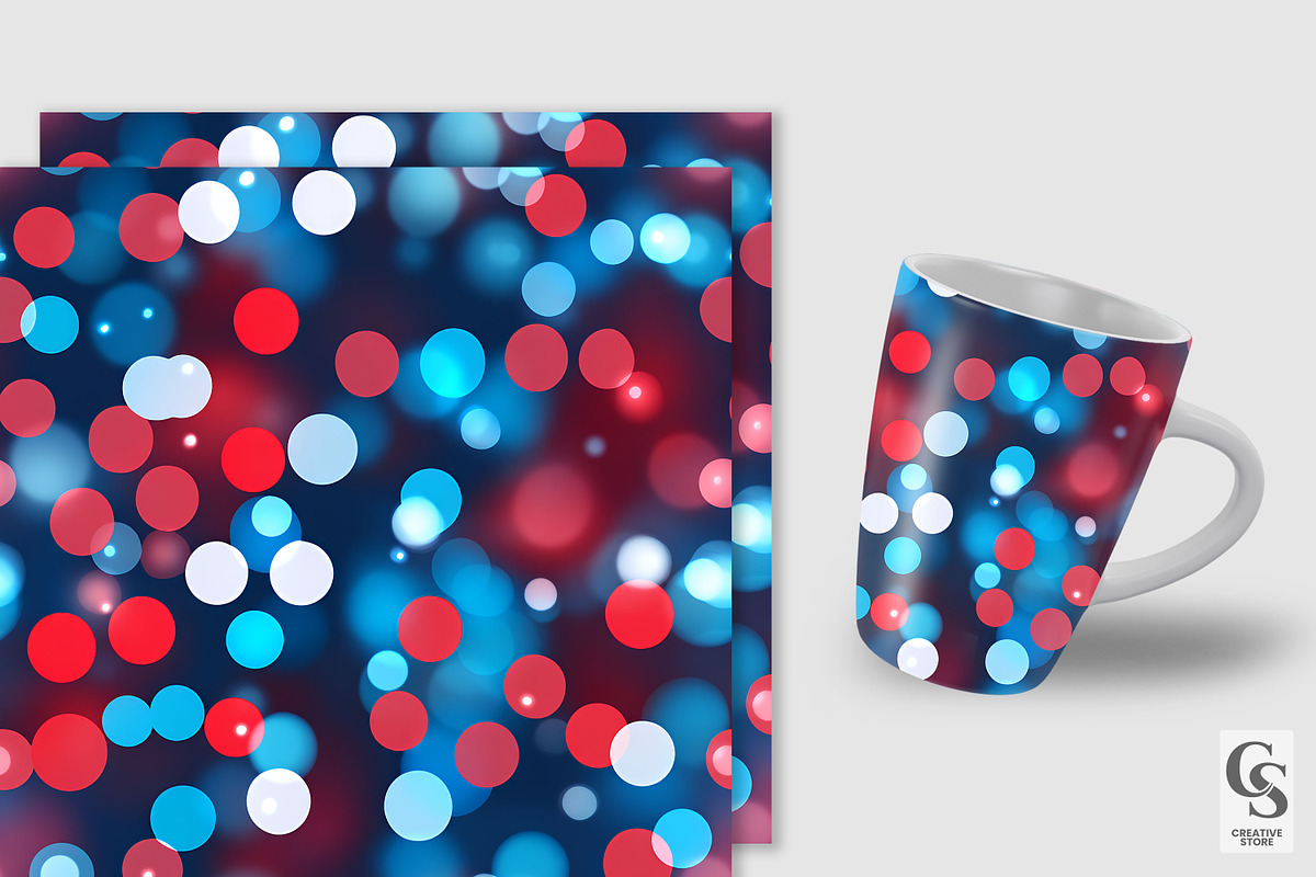 Red and Blue Bokeh Seamless Patterns, a Pattern Graphic by Creative Store (Photo 2 of 5)