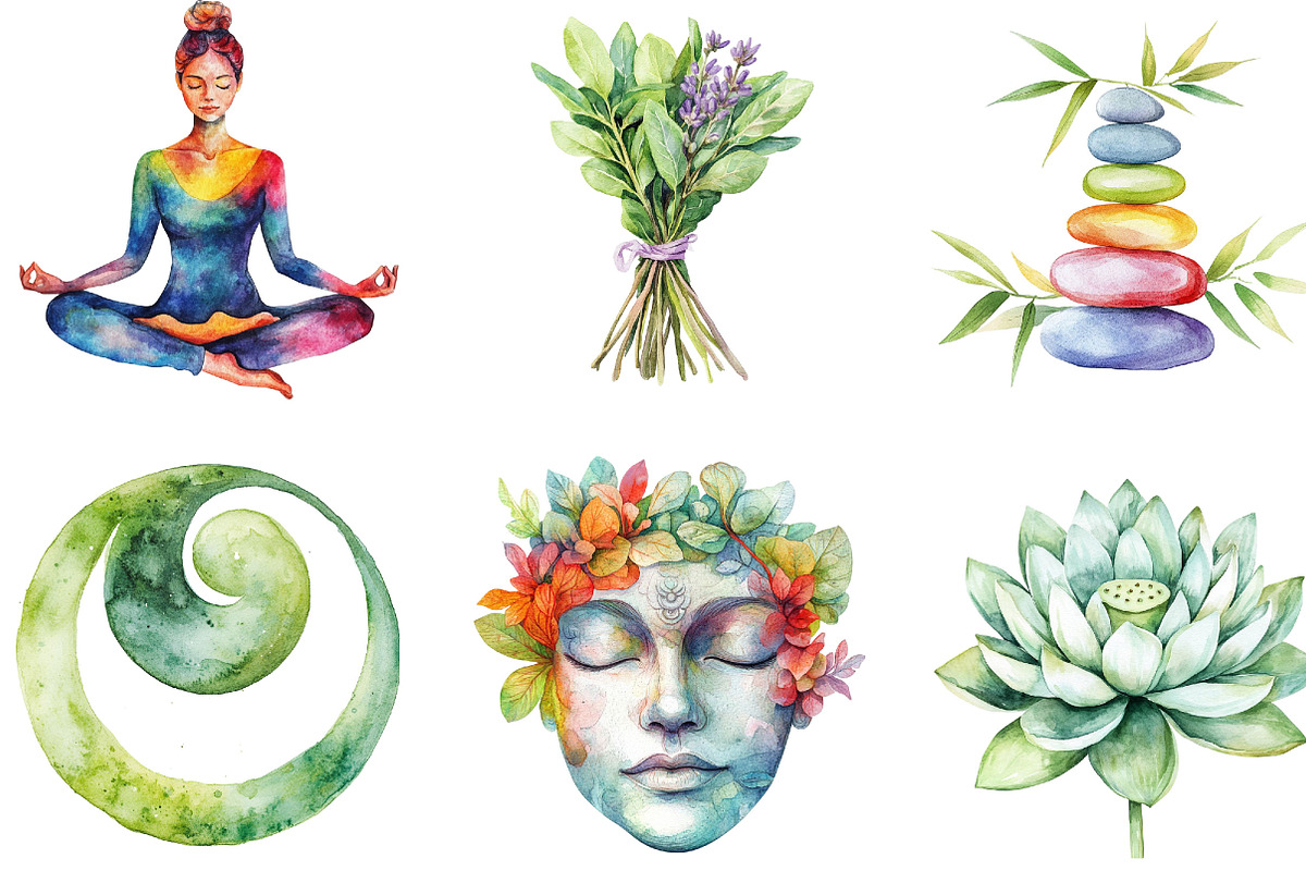 Watercolor Yoga Lover Clipart, an Illustration by Designking (Photo 3 of 5)