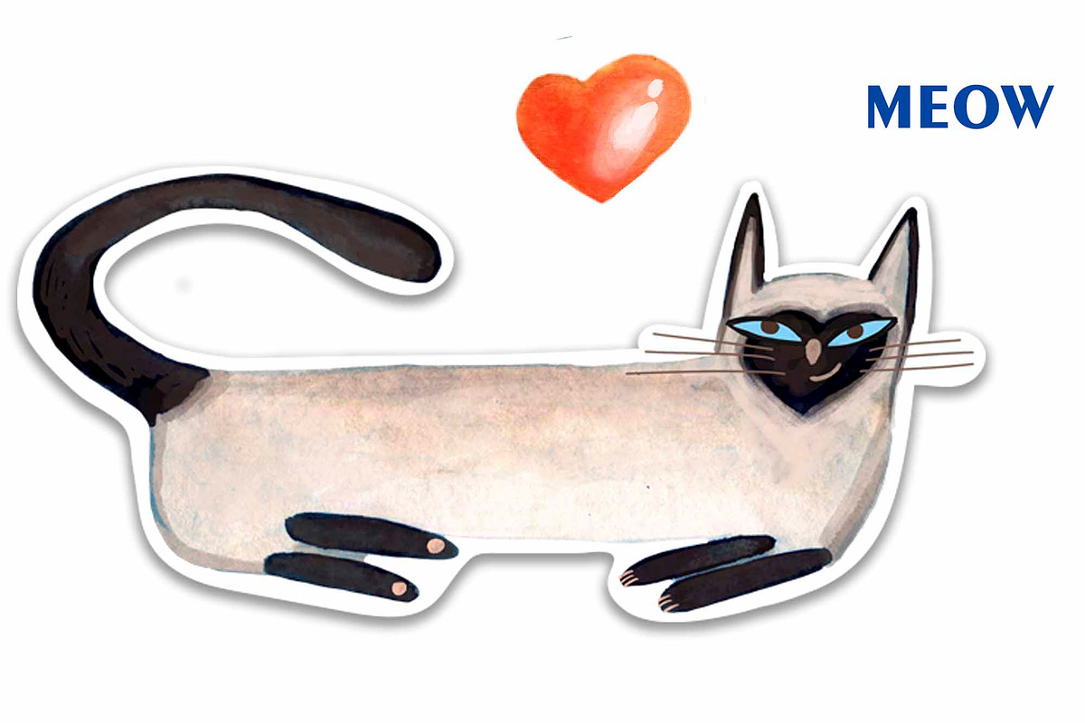 Watercolor funny cats sticker pack, an Object Graphic by NataLyaroArt (Photo 6 of 6)