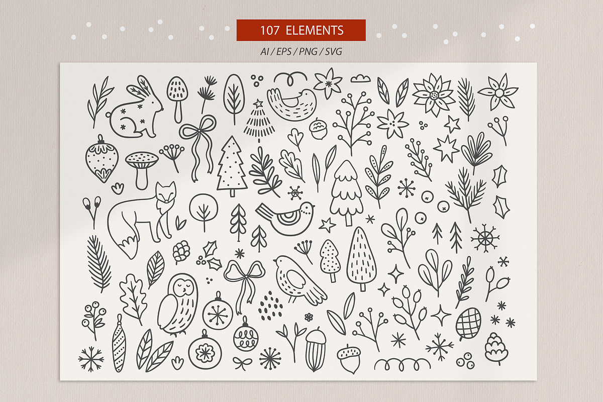 Winter Nature - Hand Drawn Kit, a Seasonal Illustration by miumiu (Photo 5 of 15)
